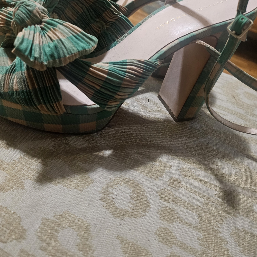 Loeffler Randall Teal and Beige Bow Heels - Picture 2 of 4
